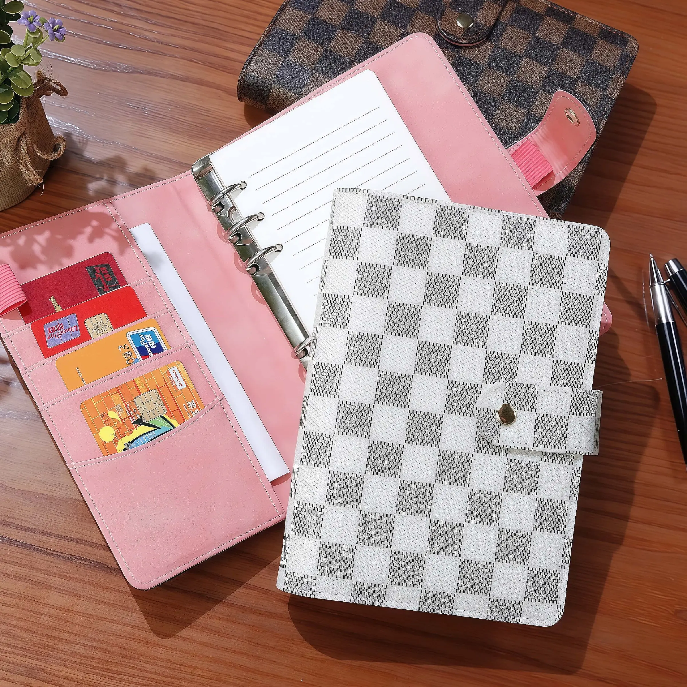 A6 Size Faux Leather Plaid Journal Notebook, Detachable Refillable Inner Pages, Multi-Functional Storage, Ideal for Work, School, Logs, Student Essentials