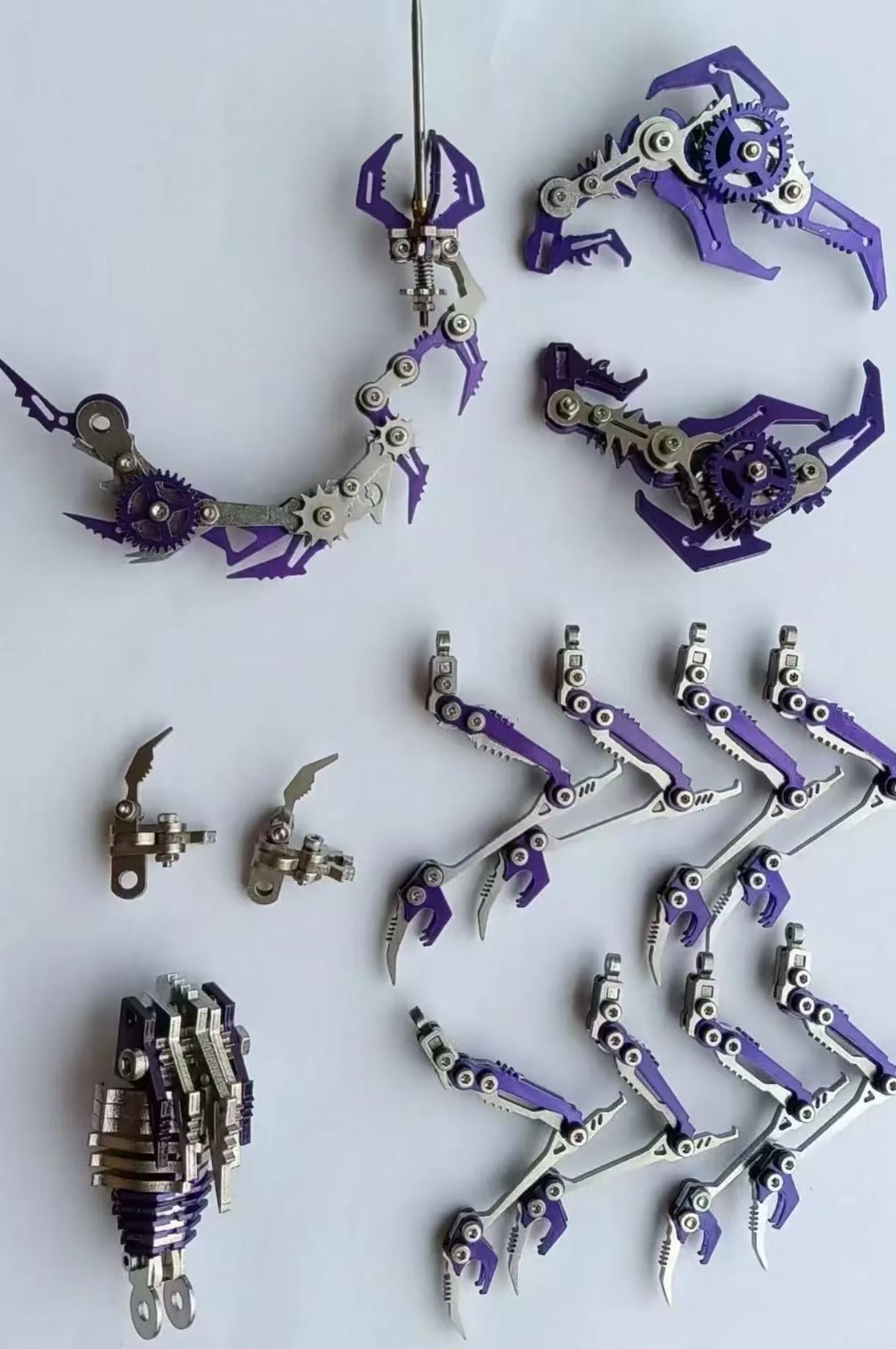 Mechanical Scorpion Metal Assembly Model — Birthday & Holiday Gift for Boys, DIY Craft Toy & Trendy Display Piece · "Purple Scorpion" Assembly Kit — Metal Scorpion Model, Mechanical Assembly, High-Difficulty Handcrafted Puzzle