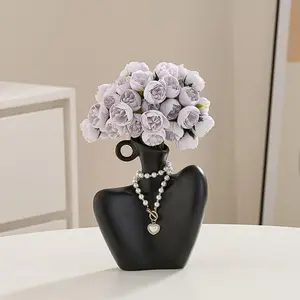 High sense creative body plastic art vase home entrance living room hotel business occasion decoration ornament, handicraft style taste exquisite luxury, girlfriend gift