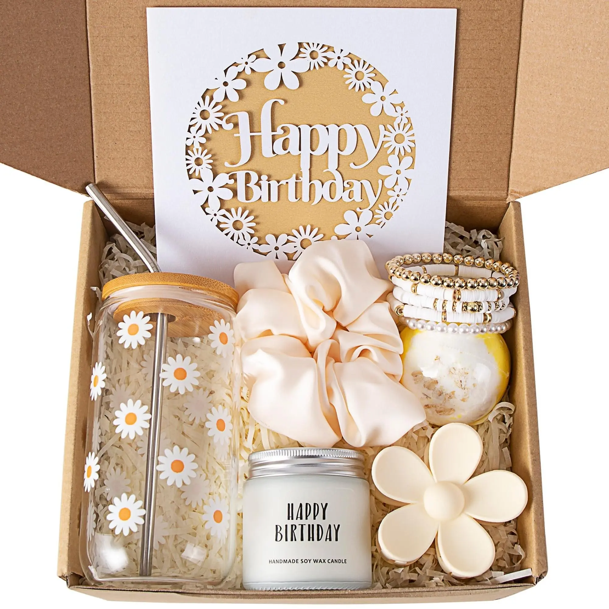 Birthday Gift Set for Women, Girls, Sisters, Daughters, Friends, Includes Candle, Hair Clip, Headband, Bracelet, Creative Holiday Gift