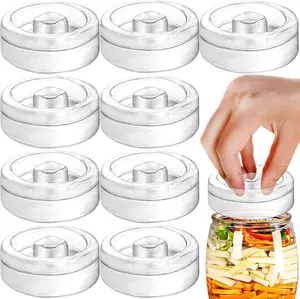 9 Pack Fermentation Glass Weights with Easy Grip Handle, Fermentation Weights for Wide Mouth Mason Jar, Sauerkraut, Vegetables, Pickles, Kimchi and Other Fermented Food