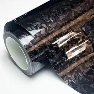 Ultra Glossy PET Black Forging Carbon Fiber Vinyl Wrap Film Self Adhesive Car Motorcycle DIY Sticker Decal Car Decals With Air Release