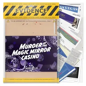 Mystery Detective Game, Cold Case File Investigation, Clues, Analysis, Solve Crimes, Perfect for Individuals, Date Nights, Party Groups, Mirror Casino Murder Mystery