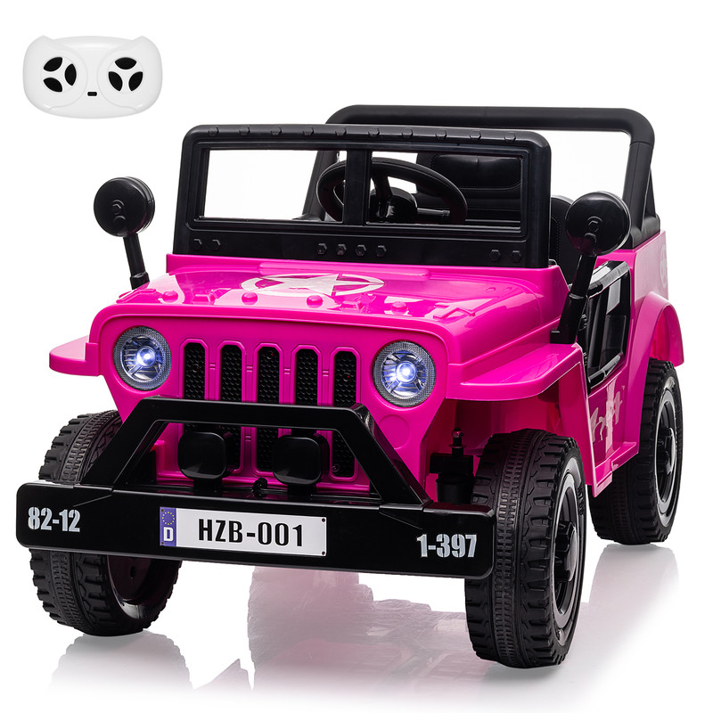 12V Kids Ride On Truck Car with Remote Control, Electric Driving Truck with Seat Belt, LED Lights, Music, Double Doors, USB Suitable for Boys and Girl