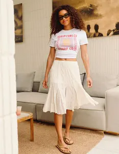 RSQ Womens Mid Rise Lace Midi Skirt