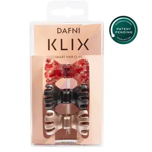 DAFNI KLIX Magnetic Hair Clips Set of 3 Minimalist - Eternal Blush - Set of 3 with Seamless Connection - Lunar Black, Rose Gold,  Cherry Rose - 2 cm Clips with Exclusive Sticky Pad for Mirrors
