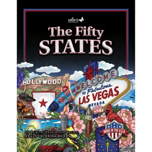 The Fifty States Spiral Bound Adult Coloring Book, 50 Original Designs