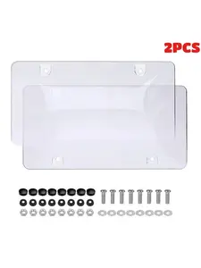 2PCS Slim Car License Plate Cover, 6×12 Inch Rust-Proof Aluminum Frame, Universal Fit for All Standard Plates, Durable Anti-Rattle Design with Screws Included, Easy Install Car Accessories for Front and Rear Plates