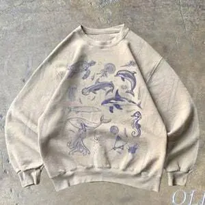 Sea Animals Vintage Sweatshirt, Retro Ocean Sweater, Cute Sea Creatures Sweater, Ocean Gifts, Cozy Warm Unisex Sweatshirt, Ocean Lovers