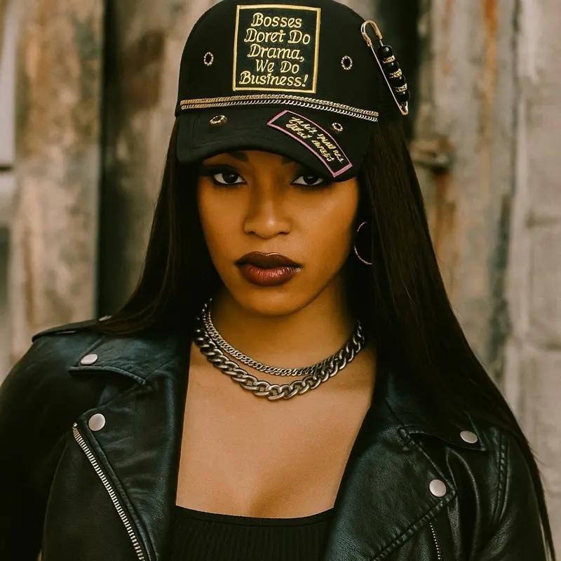 Bosses Don't Do Drama Junk Trucker Hat with Bold Statement Design and Stylish Black Cap for Fashionable Wearers