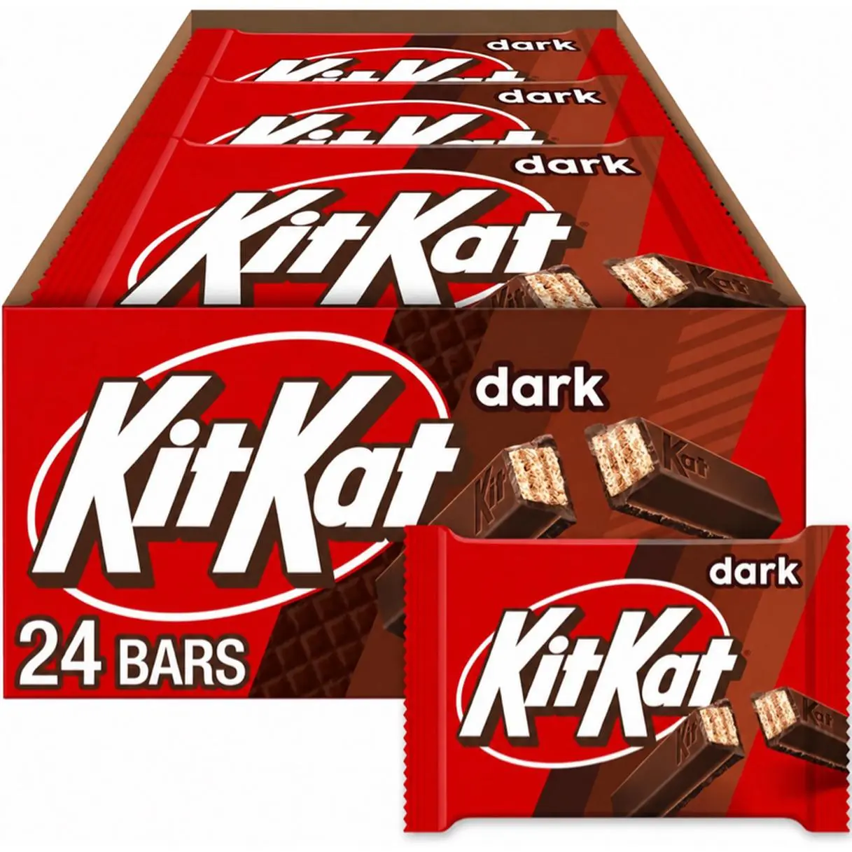 KITKAT Dark Chocolate Wafer Bars, 1.5 oz, 24 Count Display Box