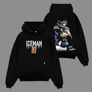 Caleb Williams 8 - Iceman 'Cold' Celly For Da Bears Cotton Hoodie Sweatshirt T-Shirt (Made In US), Bears Football Fans Outfit, Bears Fans Shirt, Gift For Football Fans, Football Graphic Hoodie
