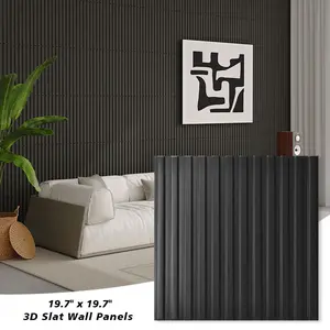 Art3d 3D Slat Wall Panels, 12-Pack 19.7”x19.7”  (Covers 32 Sq.ft)  Removable Decorative PVC Panels for Wall Decor,Modern Home Design