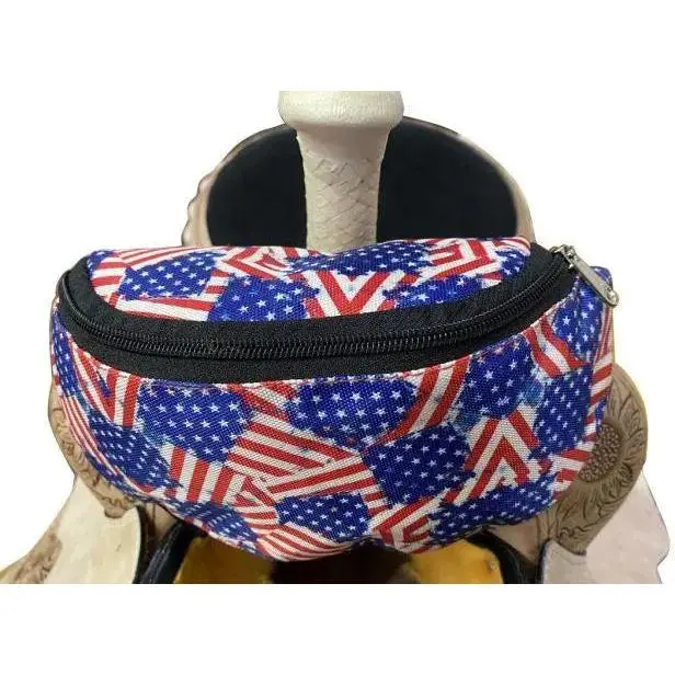 American Flag Print Insulated Nylon Saddle Pouch