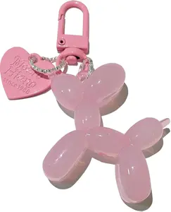 LAEKOU Jelly Balloon Dog Design Keychain for Women, Cute Girls Key Chain, Bag Charms Accessories for Car Purse Backpack