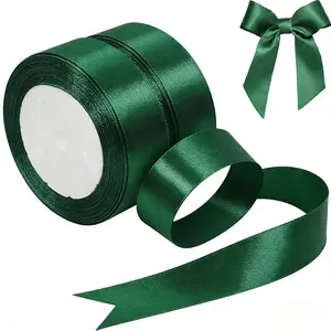 2 Rolls Green Satin Ribbon, 41.4 Meters Total Length, 25mm Wide Satin Fabric Ribbon for Wedding Decorations & Event Styling, Gift Wrapping & Presentation, Baptism & Birthday Party Decor, Crafting & DIY Projects, Gift Wrapping Supplies