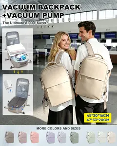 WEPLAN Vacuum Travel Backpack with Pump, VacuumSealCompression Backpack, Large Travel Bag For WomenMen, Durable Outdoor Hiking Sports Rucksack,AirlineApproved Carry On Backpack, Travel EssentialsTraveling Bag