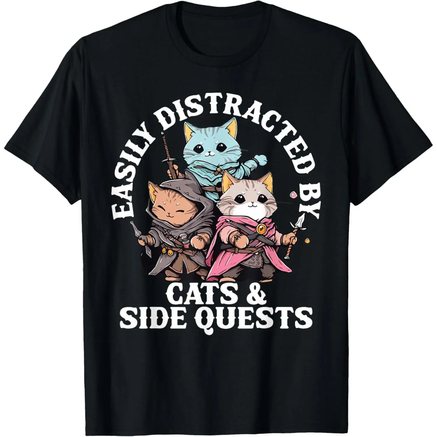 Streetwear Graphic T-Shirt with Funny Cat Print, Unisex Casual Short Sleeve Round Neck Top in Breathable Cotton Blend, Tshirt, Shortsleeve, Soft, Menswear