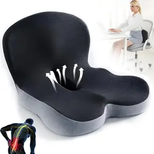 Non-Slip Memory Foam Seat Skin-Friendly Extended Zipper Easy Remove Wash BackSupport Cushion Comfy Chair Adjustable ChairBreathable Cloth Leg Pain Mesh