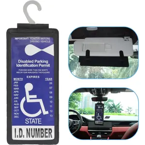 Portable Handicap Placard Holder For Auto-Ultra Transparent Handicapped Placard Holder Protector Hanger Sleeve-Placard Holder For Disability Parking (Black)