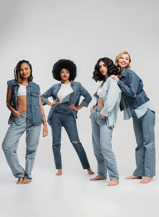Enhanced Lift-Up Jeans - Fitted, Plain Style, Above the Ankle Length, Minimalist Denim Bottoms for Women