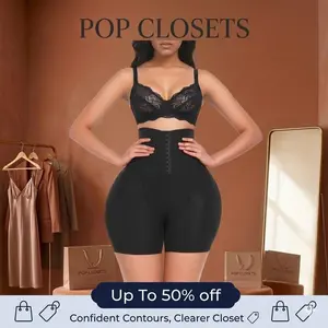 POP CLOSETS High Waisted Body Shaper Shorts Shapewear for Women Tummy Control Thigh Slimming Slip Shorts Butt Lifting Shapewear Panty Hip Compression Seamless Womenswear Padded Lingerie Basic Minimalist