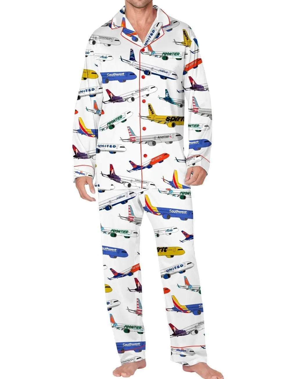 Airline Aircraft Satin Pajama Set For Men