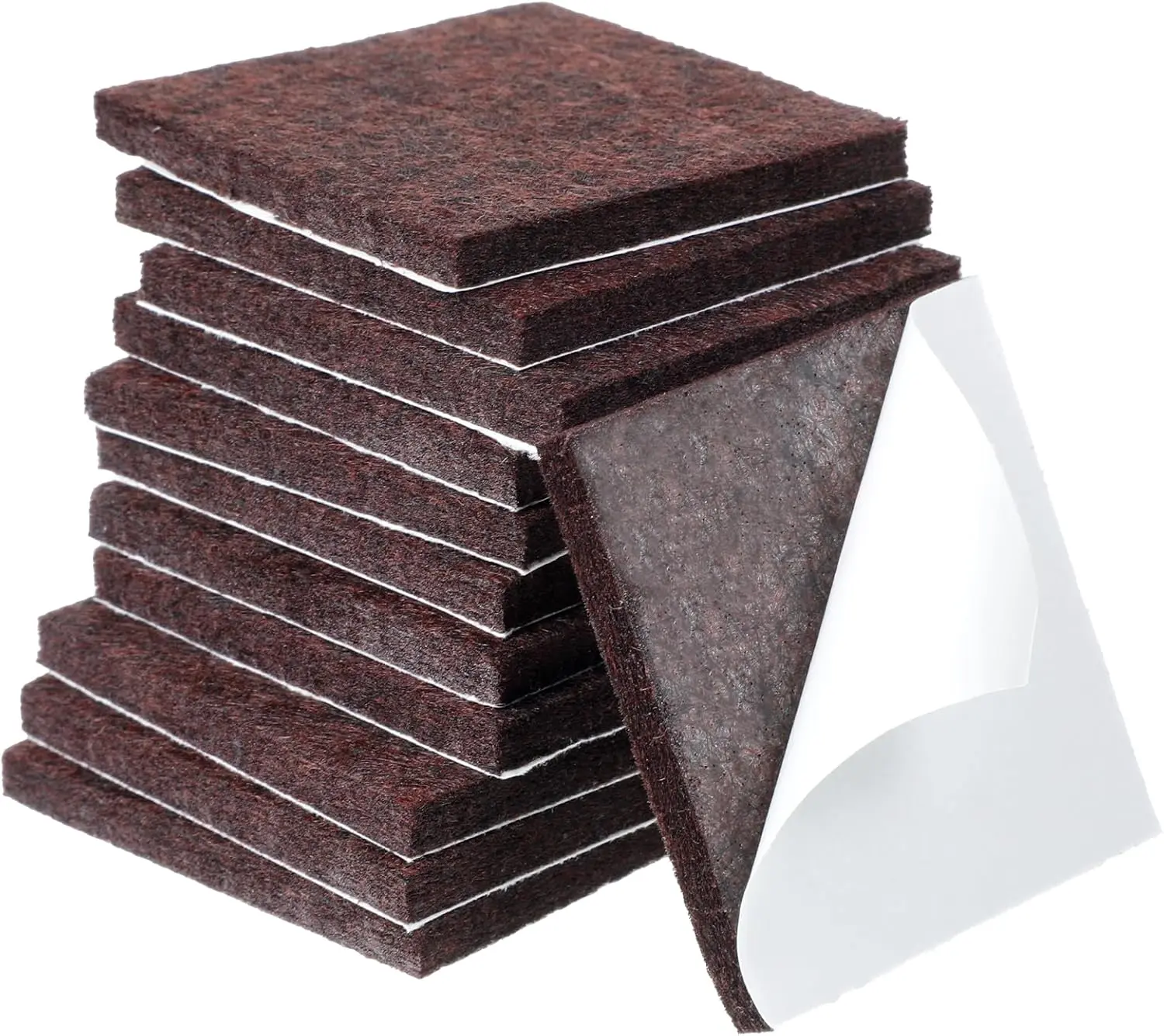 12Pcs Square Felt Furniture Pads 2 inch x 2 inch Self-Adhesive Table Leg Floor Protectors Cuttable Anti Scratch Furniture Pads for Hardwood Floors (Brown)