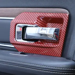 Interior Door Handle Bowl Trim Cover Decor For Dodge Ram 2011-2017 Car Accessories, Abs Red carbon fiber Decoration
