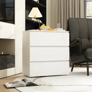 FUFU&GAGA Modern 3-Drawer Dresser Chest, Wooden Dresser Tower with Wide Storage Space, Dresser Closet for Nursery Living Room Bedroom Hallway Cabinet Furniture