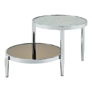 Modern Round Metal End Table Sofa Side Table for Living Room Bedroom, Small Coffee Table, Modern Furniture for Small Spaces, Silver