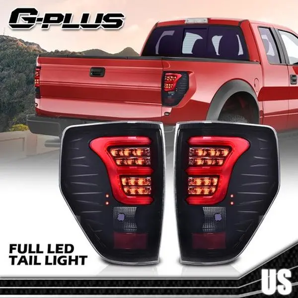 G-PLUS Tail Lights LED Rear Tail Lights for 2009-2014 Ford F150, Smoke Lens, Corrosion Resistant Polycarbonate, Easy Install Truck Brake Parking Lamps, Led Lights For Truck, Rear Lights