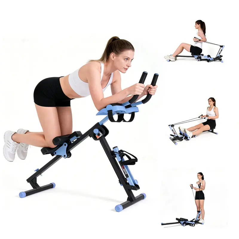 [SALE] TOUSAINS 3-in-1 Ab Core Trainer & Rowing Machine, Foldable Full Body Workout Equipment with Resistance Bands, Home Gym Ab Trainer for Core, Arms & Legs