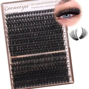 Geeneiya Volume Lash Clusters Eyelash Clusters DIY Lash Extension D Curl Eyelash Extensions,10-14mm Eye Corner Individual Eyelashes and 16-18MM Cluster Lashes