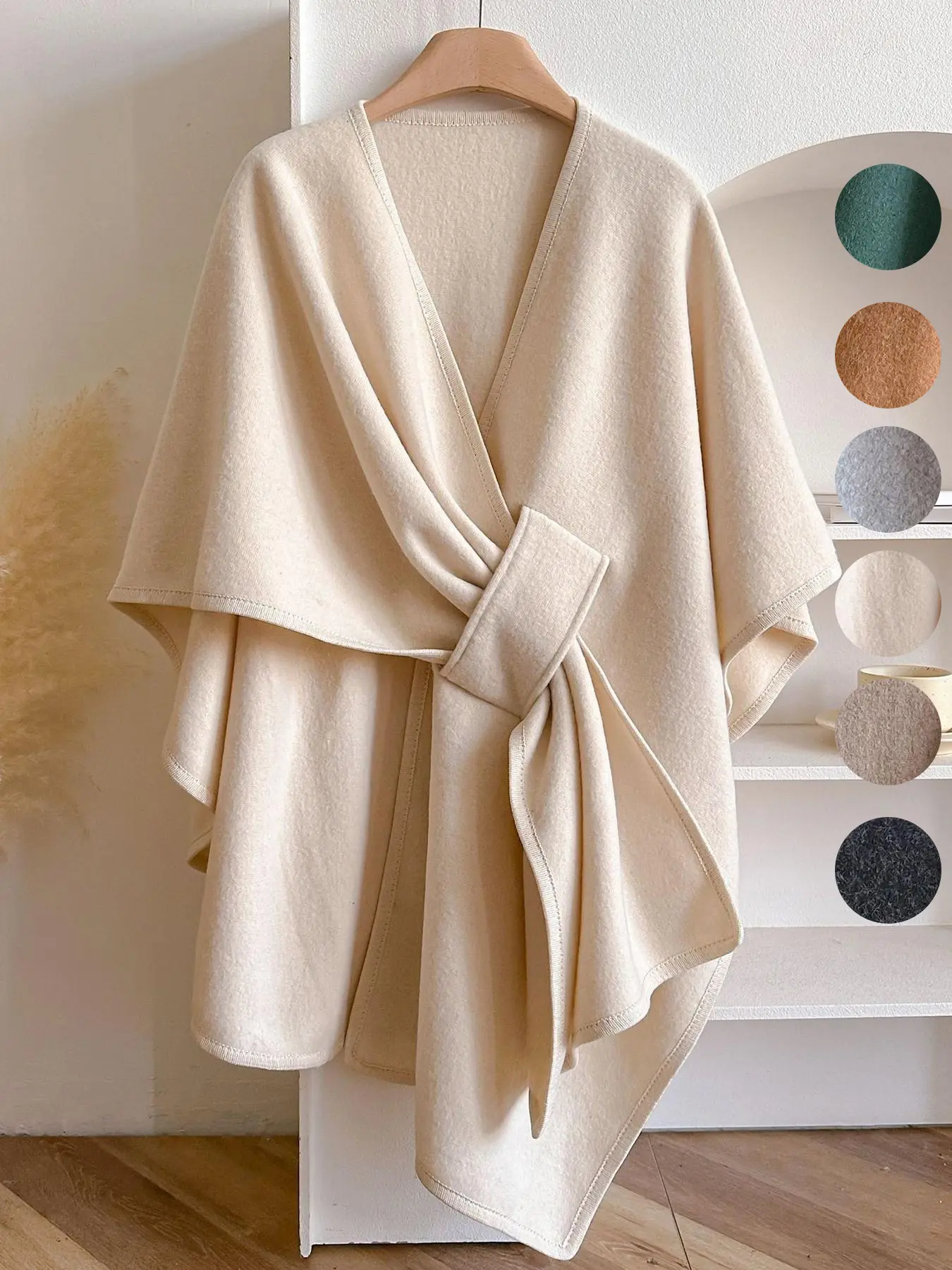 Women's Plain Color Shawl Wrap, Modest Casual Elegant Chic Modern Daily Wear, Fashionable Cozy Thickened Scarf for Ladies and Girls, Trendy Fall & Winter Accessory