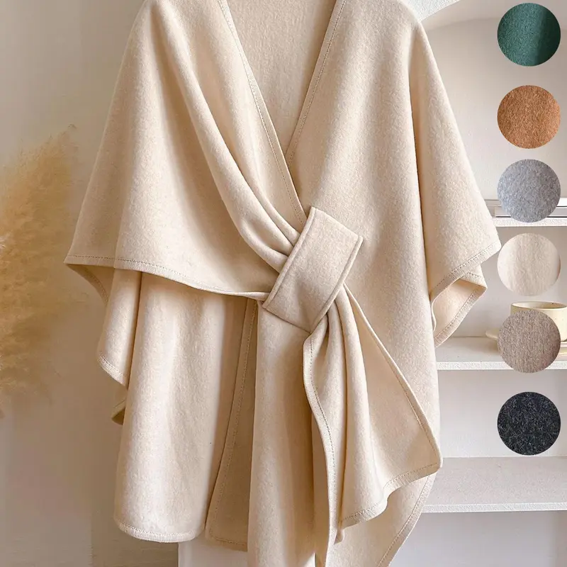 Women's Plain Color Shawl Wrap Casual Elegant Chic Modern Daily Wear, Fashionable Cozy Thickened Scarf for Ladies and Girls, Trendy Fall & Winter Accessory, Modesty