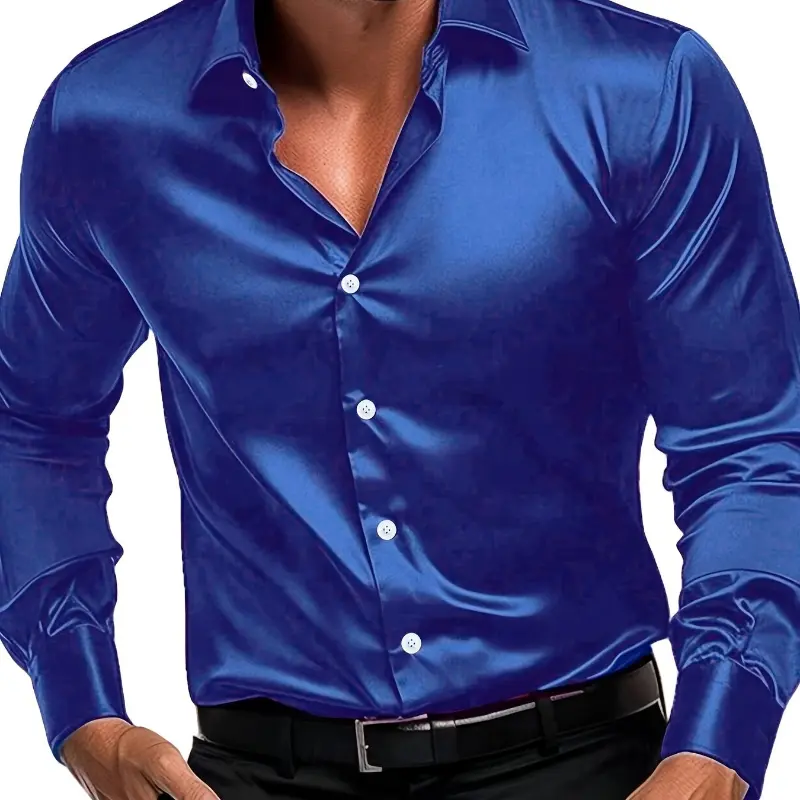 Men's Royal Blue Long Sleeve Dress Shirt - Smooth Polyester Fabric, Classic Collar & Button-Up Design, Perfect for Casual or Formal Occasions, Versatile | Buttonup Luxury Fabric - TikTok Shop Men's Royal Blue Long Sleeve Dress Shirt - Smooth Polyester Fabric, Classic Collar & Button-Up Design, Perfect for Casual or Formal Occasions, Versatile | Buttonup Luxury Fabric - TikTok Shop