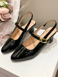 Elegant Pointed Toe High Heel Sandals, Comfortable Office & Date Shoes, Versatile Fashion Design, Slimming Square Heel, Stylish & Chic