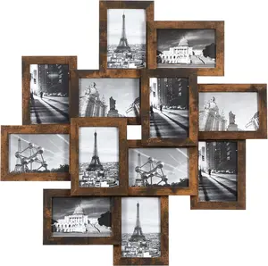 4x6 Collage Picture Frames, 12-Pack Photo Collage Frame for Wall Decor, Glass Front, Assembly Required, Rustic Brown URPF022X01