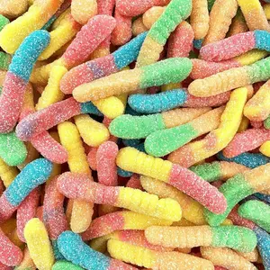 Sour Gummy Worms | 1 Pound Bag of Neon Gummy Worms Candy | Classic Sanded Gummies for Parties, Goodie Bags, Snacking & Candy Buffets | Assorted Fruit Flavors