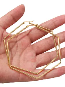 Stainless Steel Oversized Smooth Hexagon Earrings, Simple Party Circle Earrings, Women DIY Jewelry Accessories Ear Decor