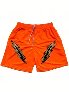 Men's sports shorts - a casual wear with geometric lightning design, Athleisure Street Shorts