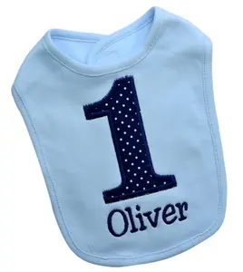 Funny Girl Designs Personalized Embroidered Baby Boys First Birthday 100% Cotton Smash Bib with Custom Name