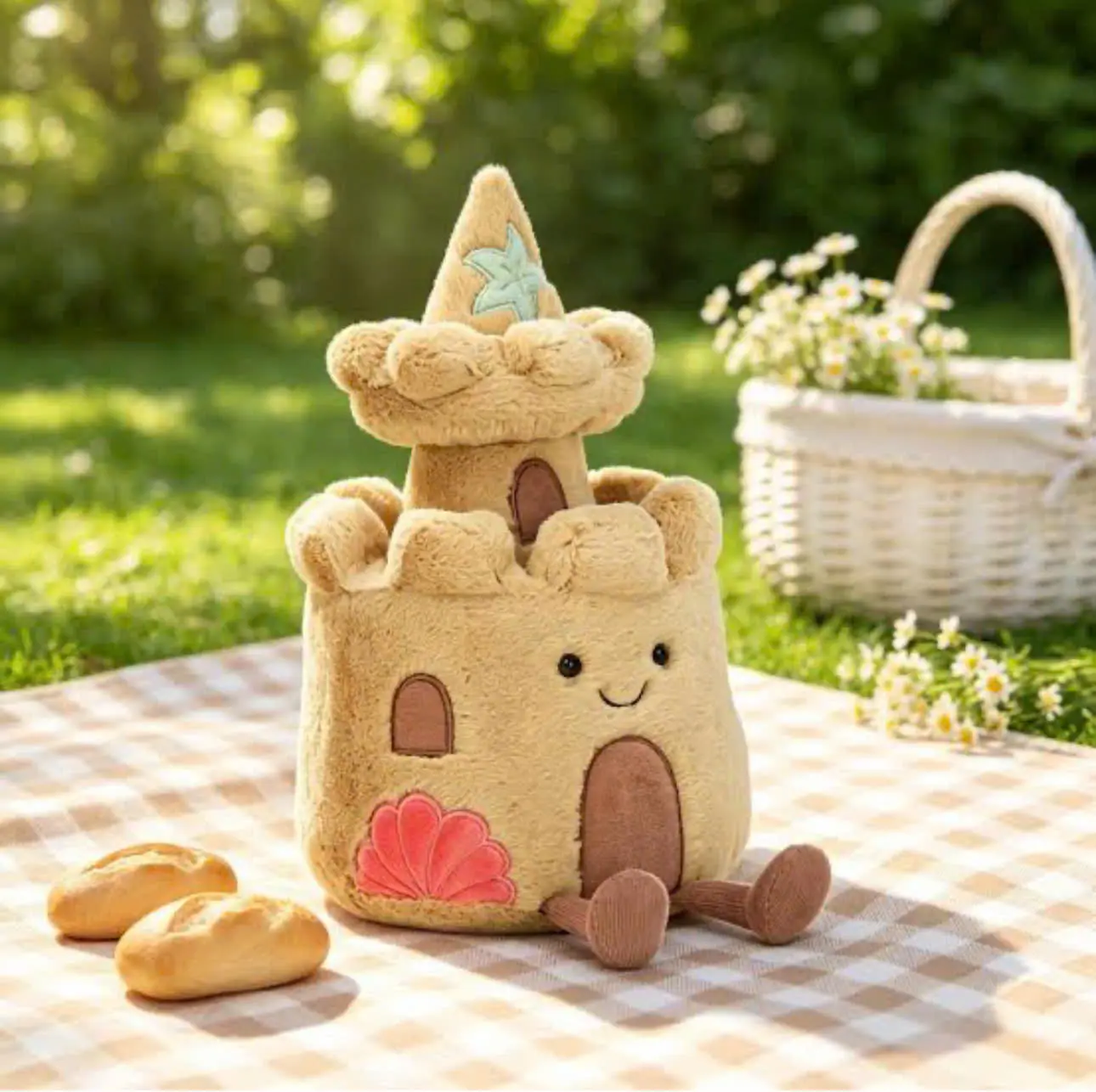 Jellycat Plush Castle - Soft Toy Sandcastle with Embroidered Shell & Star Detailing