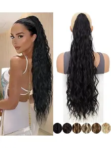 New Long Curly Wig Braid for Women, Drawstring Ponytail Wig, Wave Pattern, Ladies Fake Hair Extension, Stylish and Natural Look, Synthetic Curly Hair