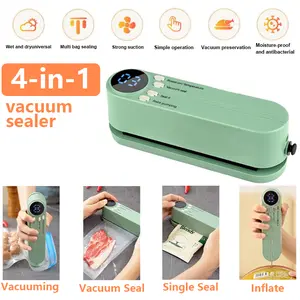 Portable Food Vacuum Sealer Machine - USB Rechargeable 4-in-1 Mini Bag Sealer with Digital Display for Snacks, Meat, Coffee