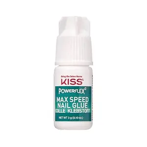 KISS PowerFlex Maximum Speed Nail Glue - Fast Drying Adhesive for Glue-On Nails & Repairs 0.10 oz (3g), Ideal for Tips & Wraps