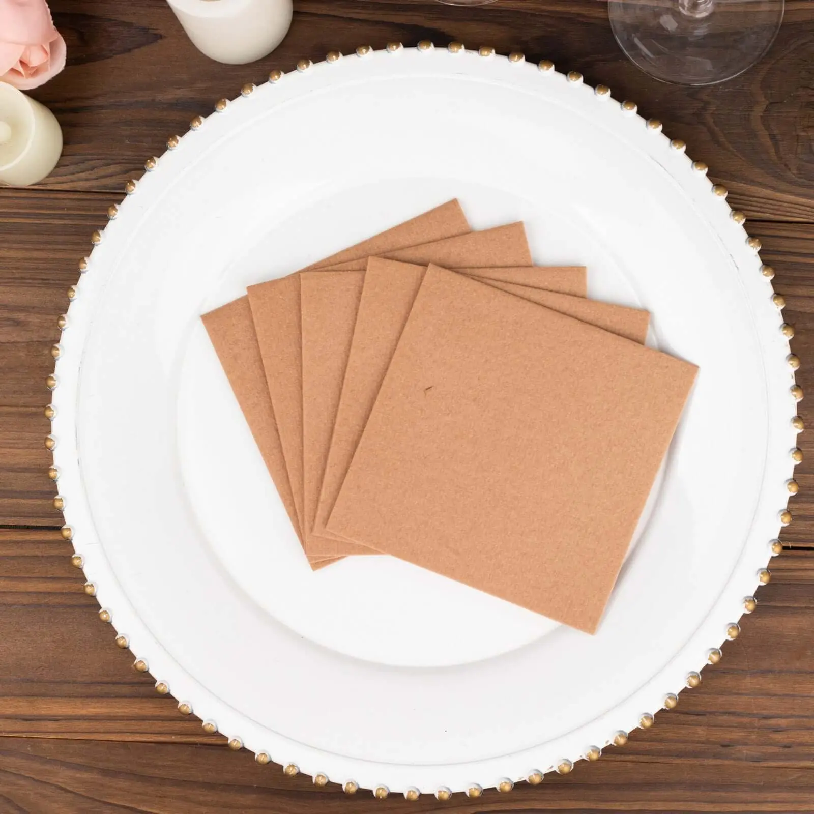20 Pack 5" x 5" Linen-Like Airlaid Paper Napkins, Terracotta (Rust) - Highly Absorbent Paper Napkins for Events, Kitchenware Tableware Essentials, Dinnerware Sets, Wedding Party Table