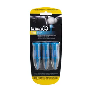 BRUSH T Premium Plastic Golf Tees, Blue 3 Wood 3-Pack, Size 2", Unbreakable Innovative Design, Consistent Height, Perfect Golf Gift for Men and Women. Golfing Tees, Works With Any Golf Ball