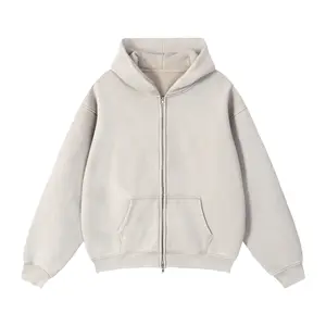 Kored Zip-Through Boxy Fleece Hoodie - Mild Apricot